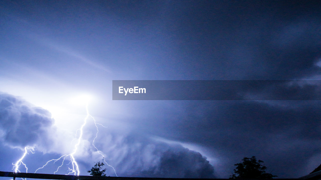 Low angle view of lightning in sky