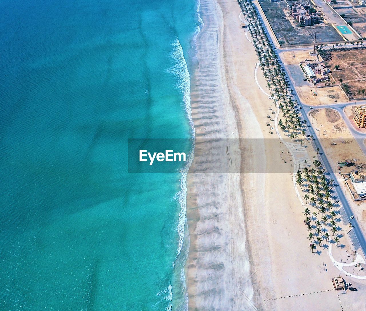 Al dhariz beach in salalah city in dhofar region. long clean natural white sands