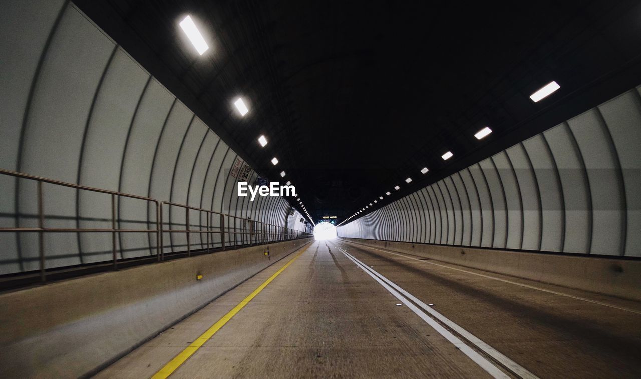 Empty road in tunnel