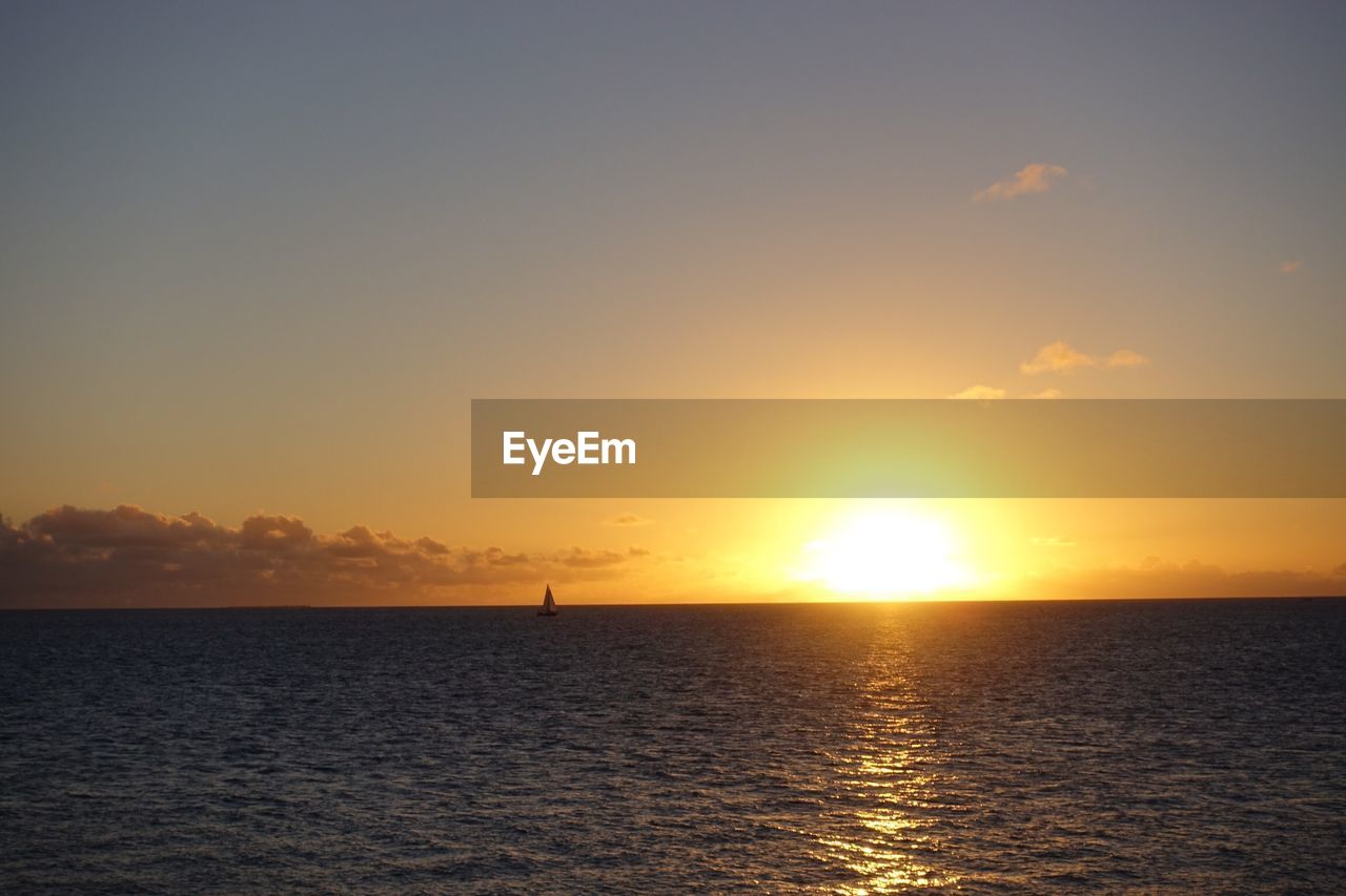 SCENIC VIEW OF SEA DURING SUNSET