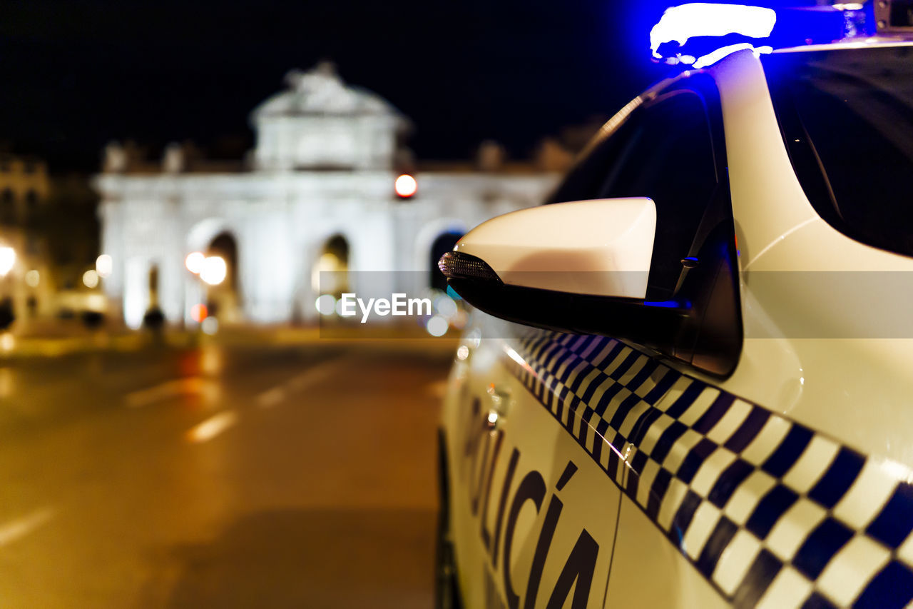 Patrol car guarding the streets of madrid