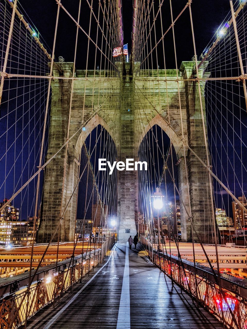 View of suspension bridge at night