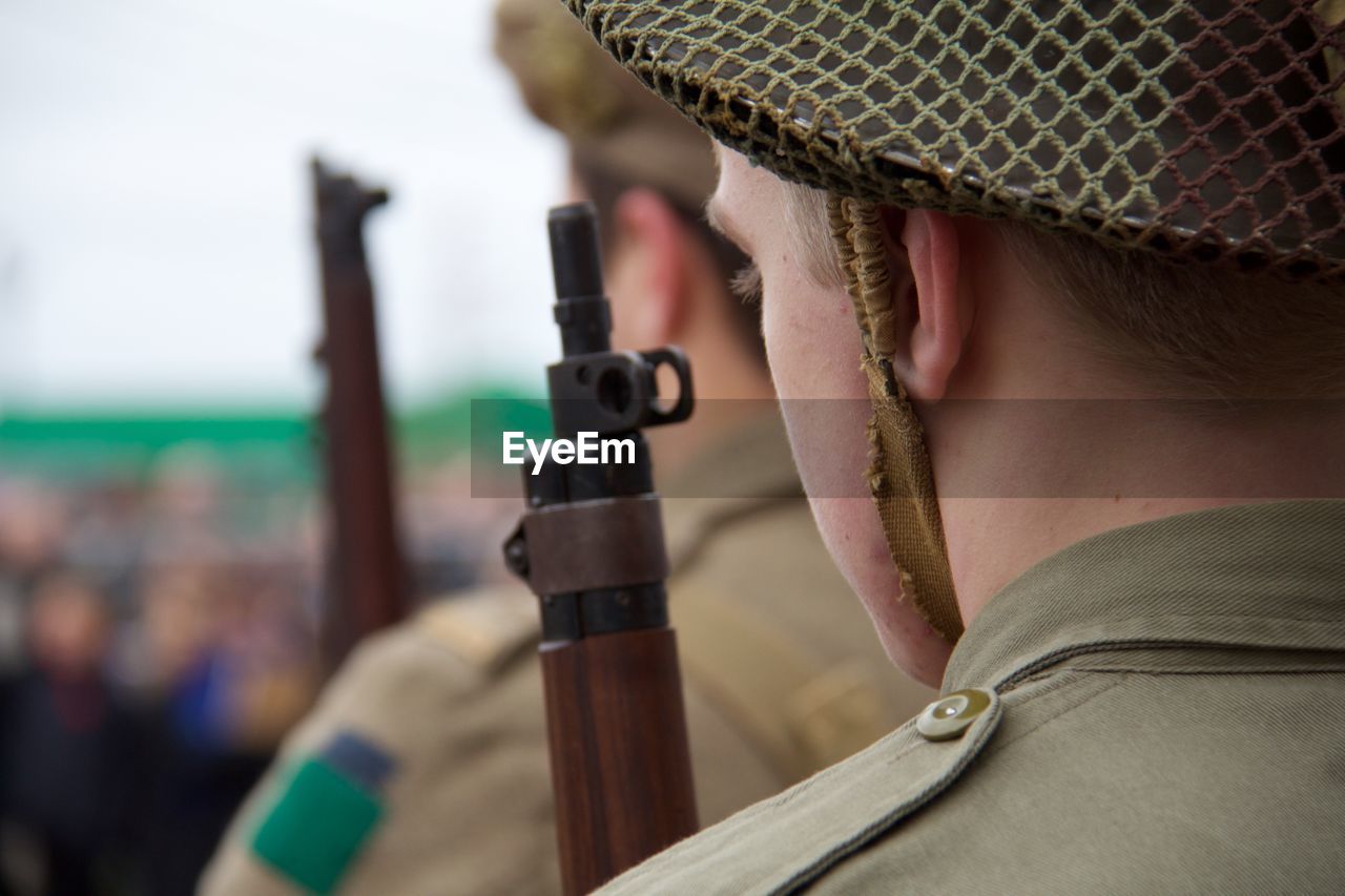 Rear view of army soldiers