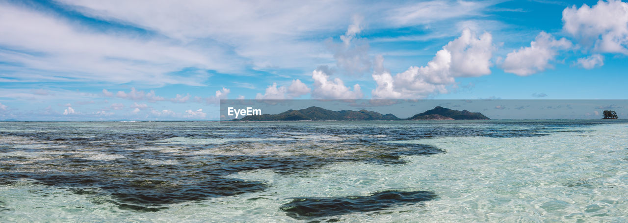 PANORAMIC VIEW OF SEA AND BEACH AGAINST SKY