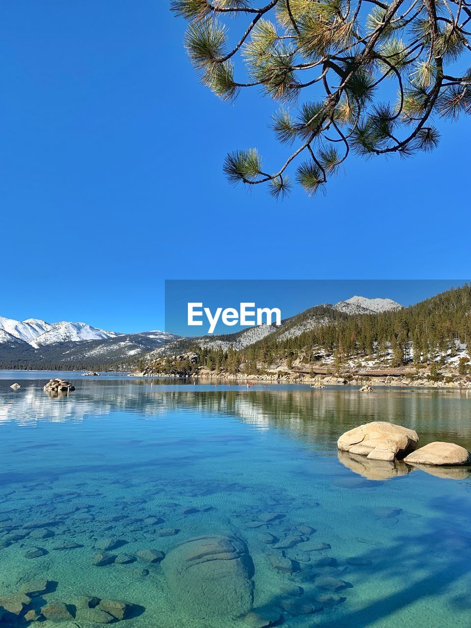 SCENIC VIEW OF LAKE AGAINST BLUE SKY