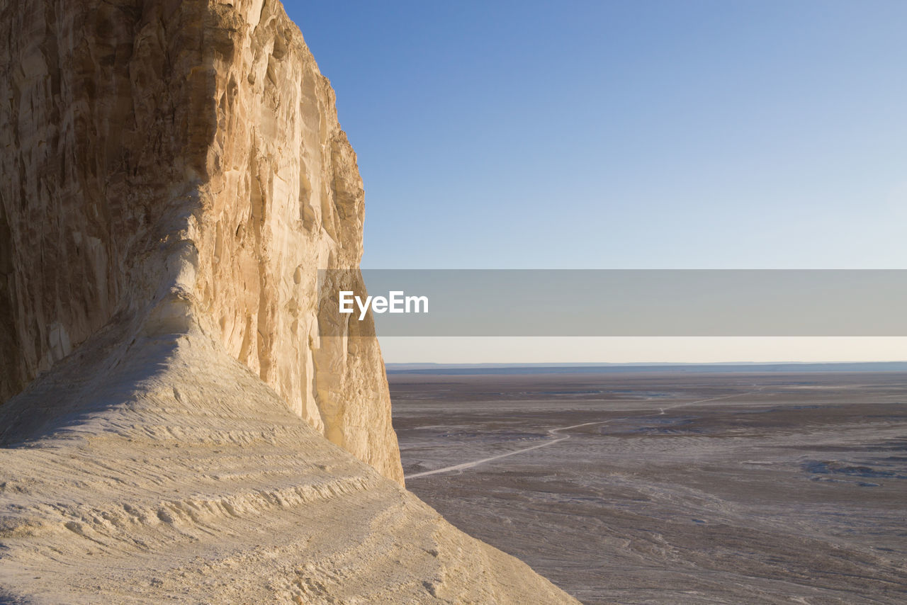 scenic view of beach against clear sky