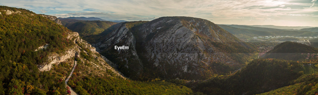 Panoramic view of mountains against sky