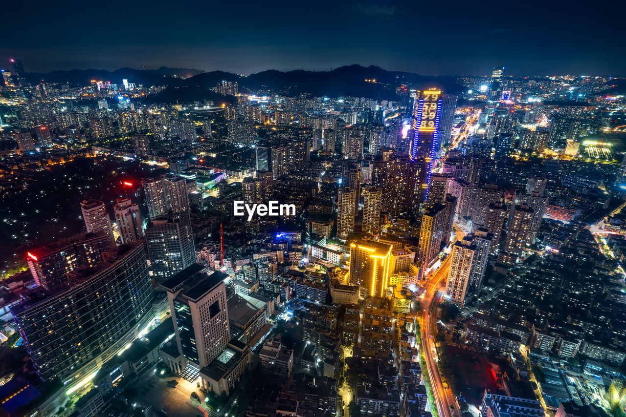 Aerial night view of shenzhen, guangdong province, china