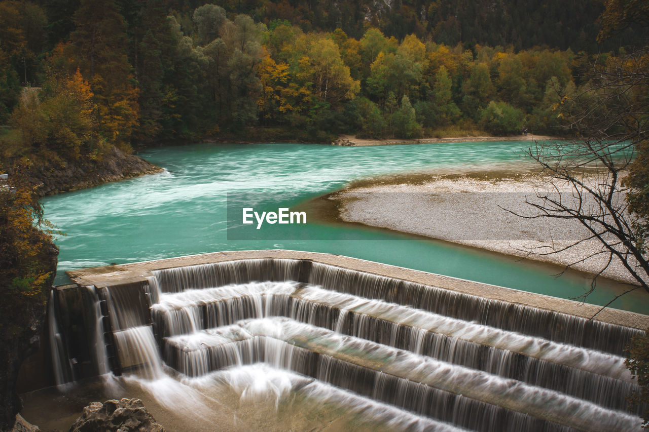 Turquoise lech waterfall in germany