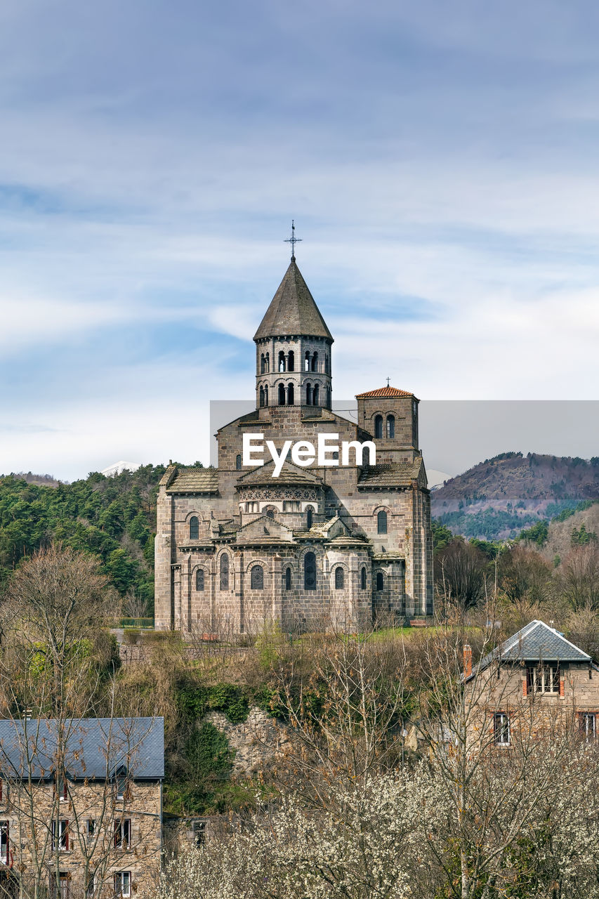 Saint-nectaire church dates from the 12th century in auvergne region of southern france