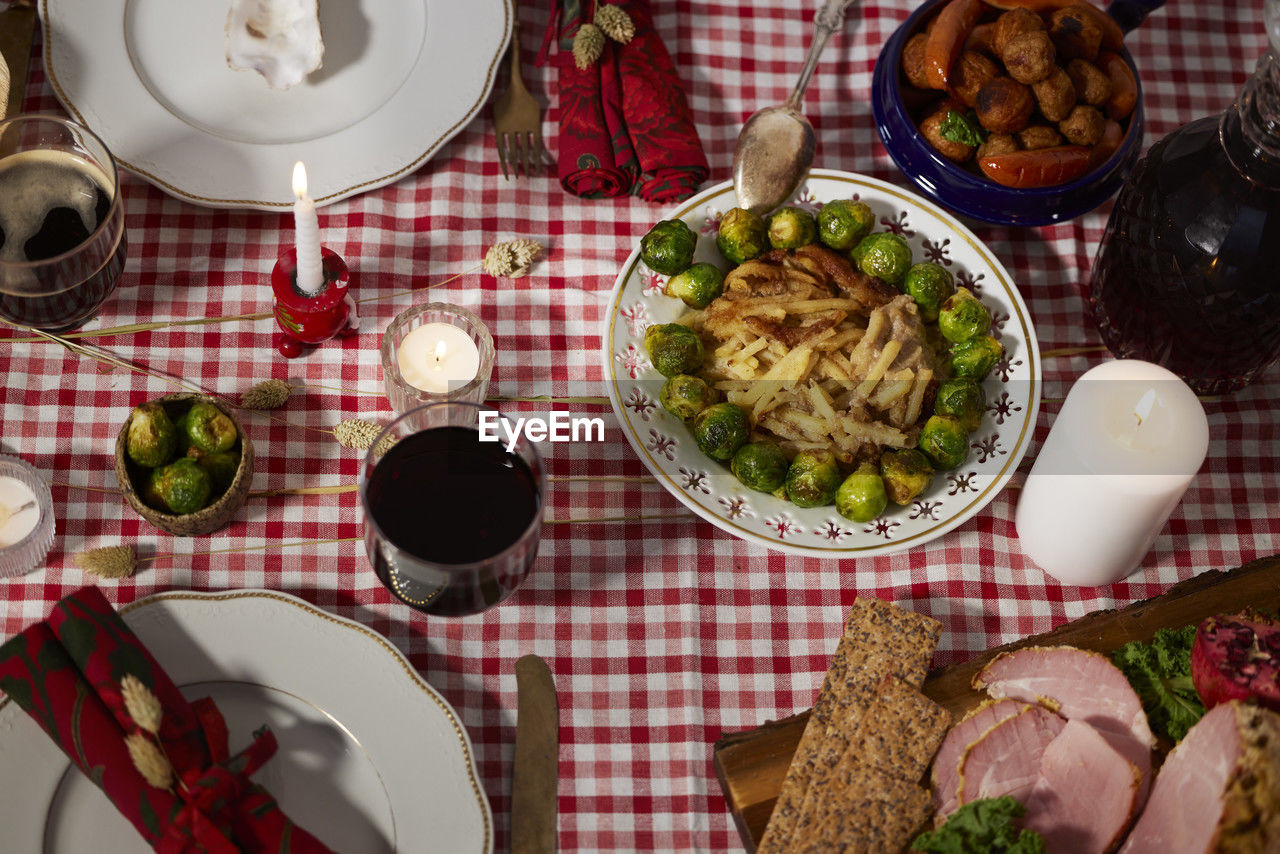 View of christmas food on table