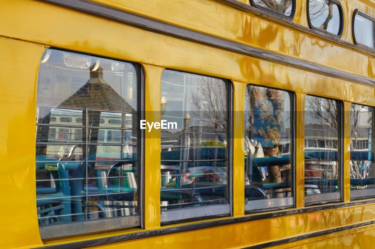 Reflections on a yellow school bus