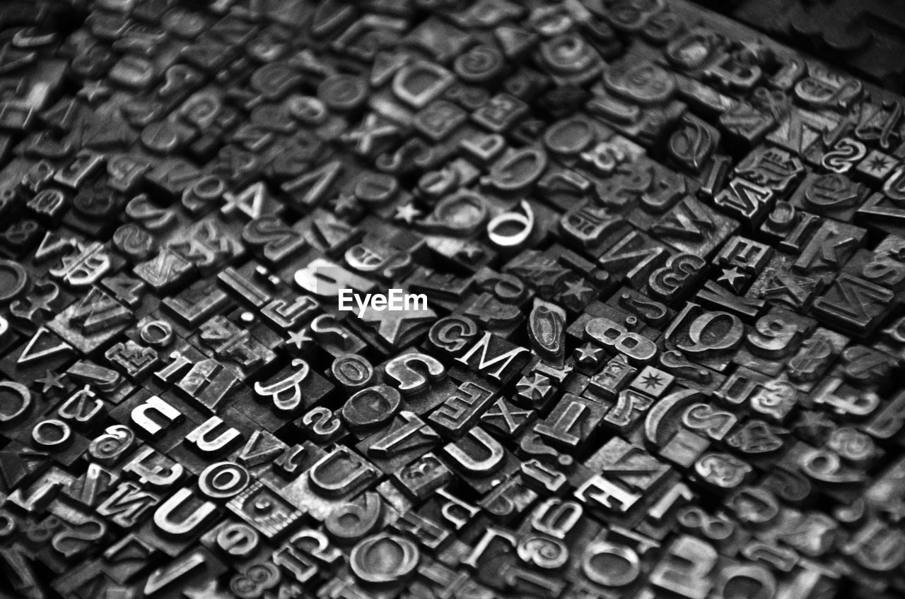 Full frame shot of printing blocks