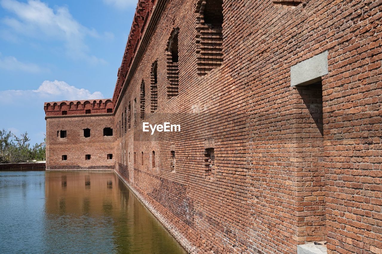 architecture, built structure, building exterior, water, building, travel destinations, history, brick, the past, sky, nature, travel, wall, tourism, cloud, reflection, no people, brick wall, city, waterway, wall - building feature, day, river, outdoors, moat, fort, ancient history, fortification, old, religion, house