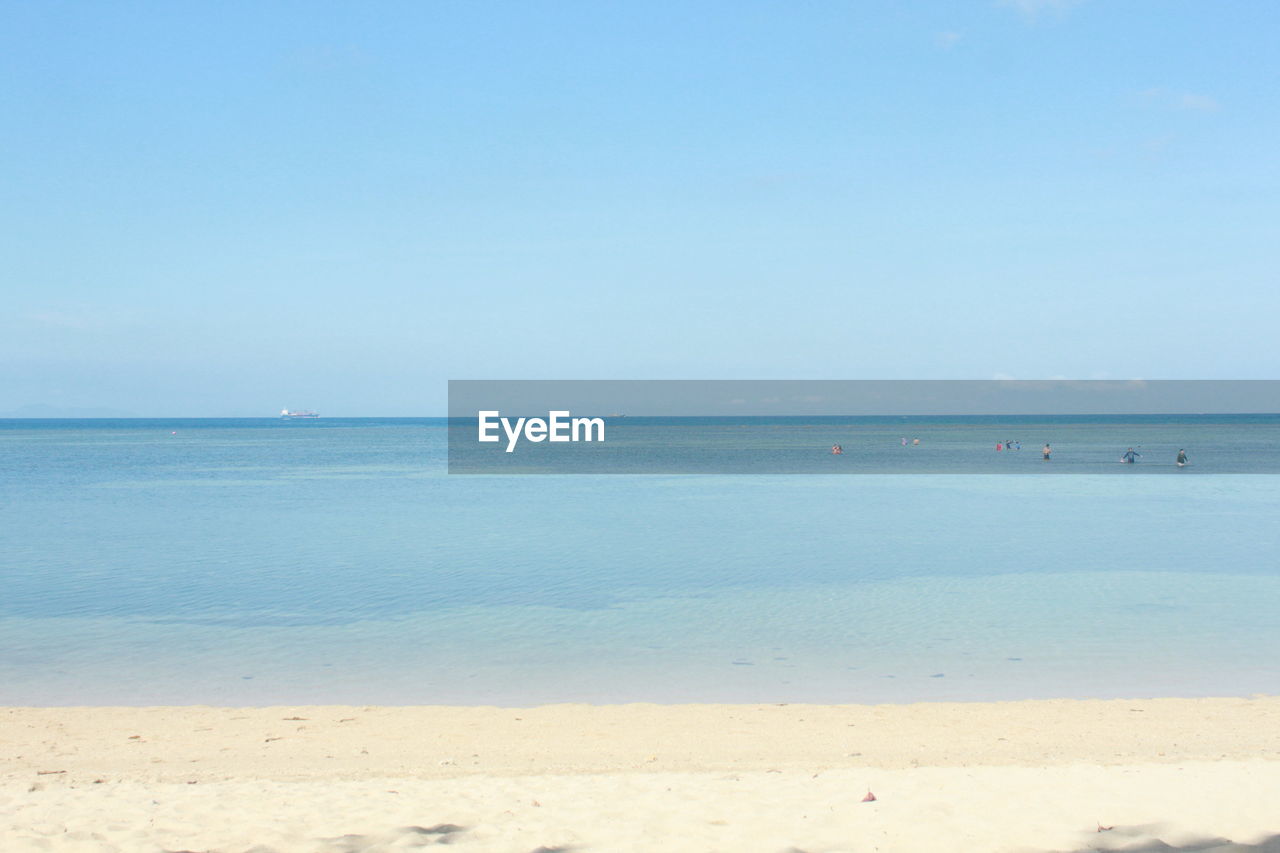 SCENIC VIEW OF BEACH AGAINST CLEAR BLUE SKY