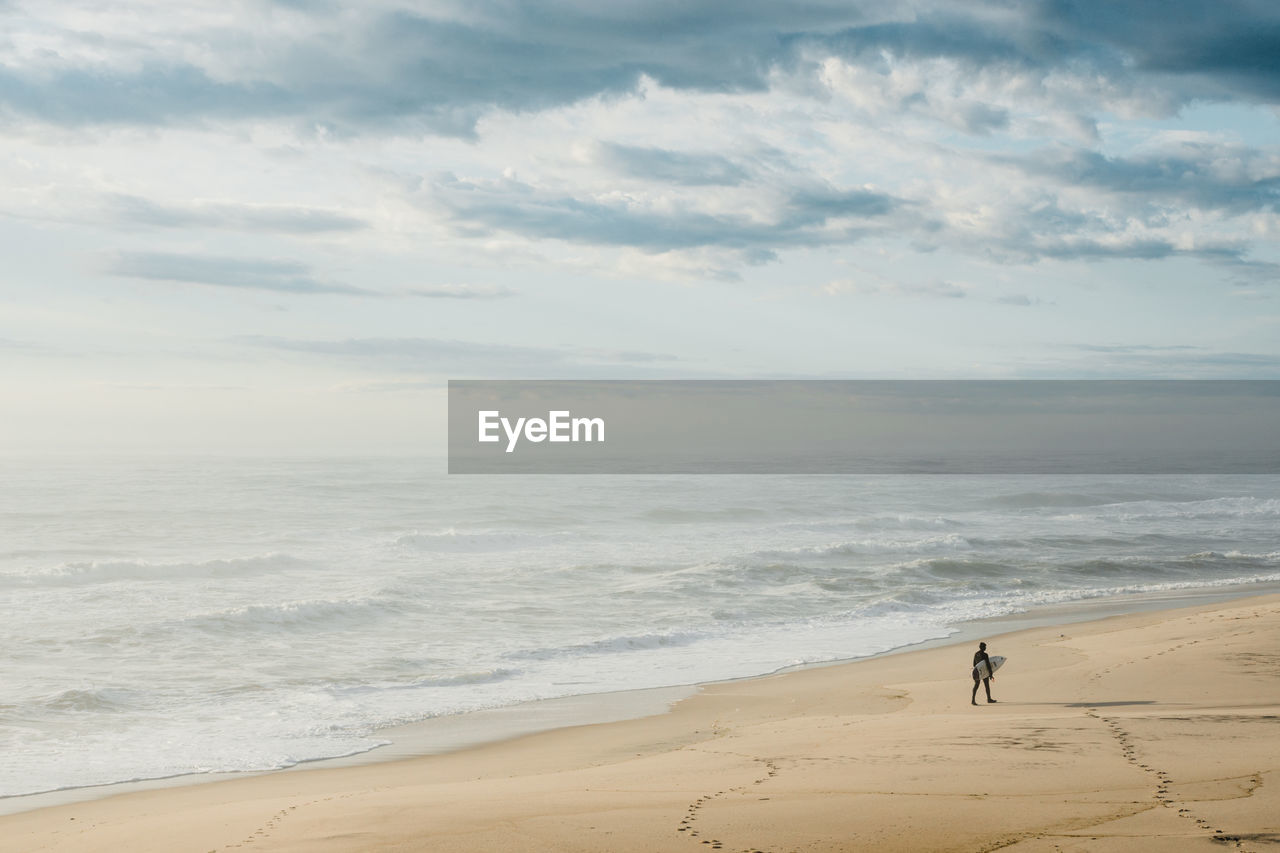 Scenic view of sea against cloudy sky