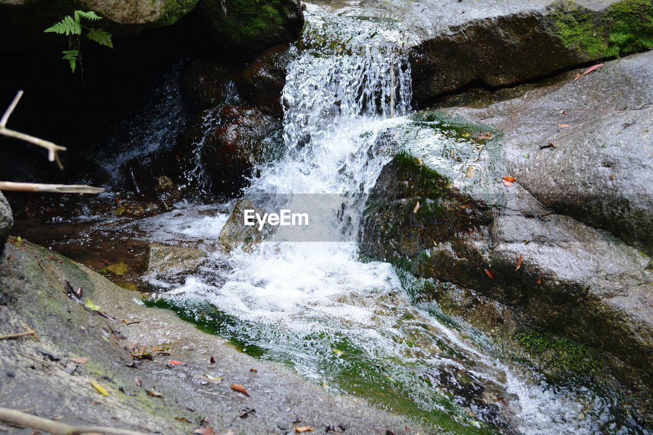 High angle view of waterfall