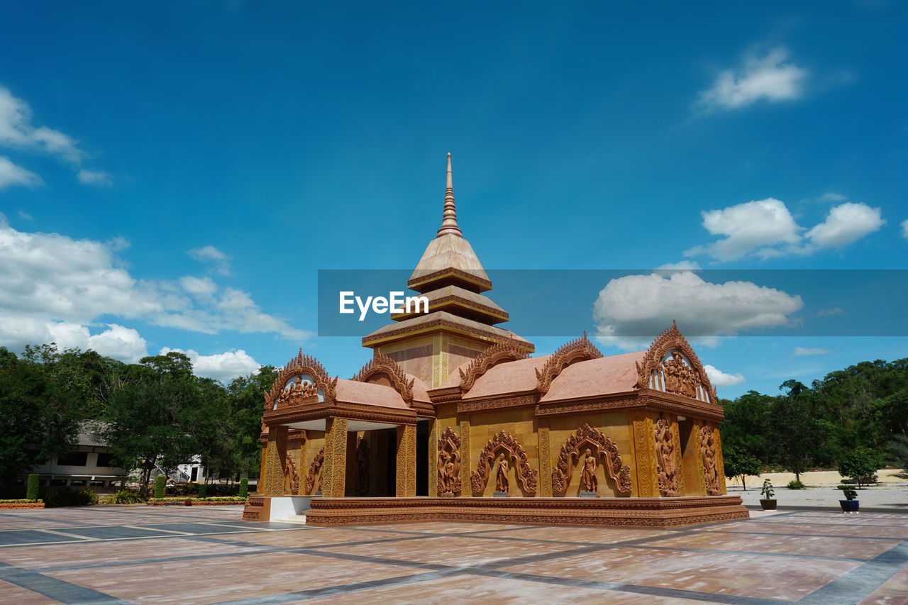 Exterior of temple against sky