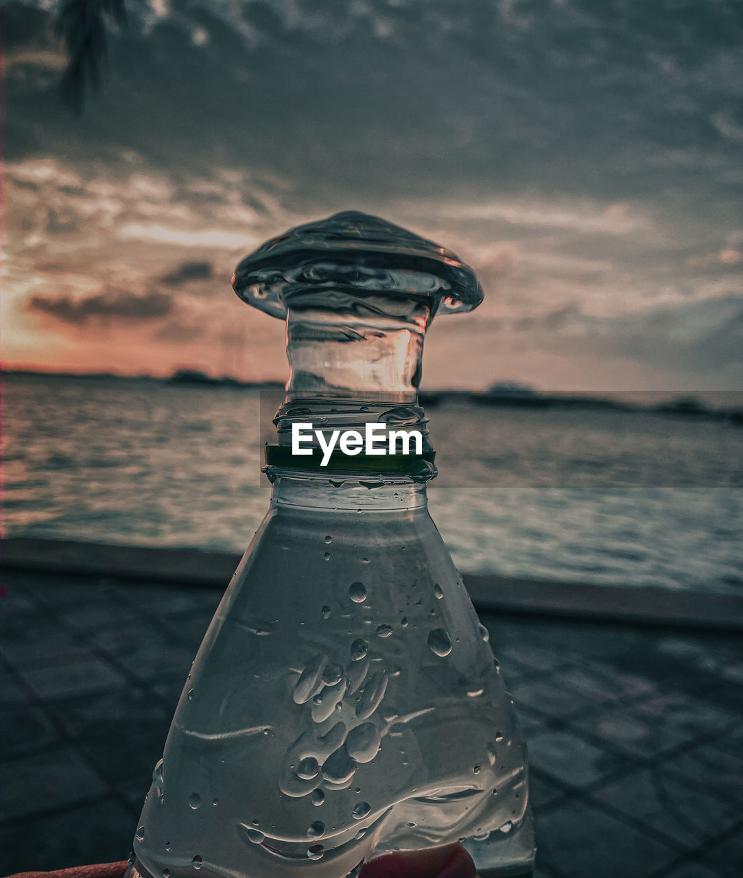 Sunset with water bottle