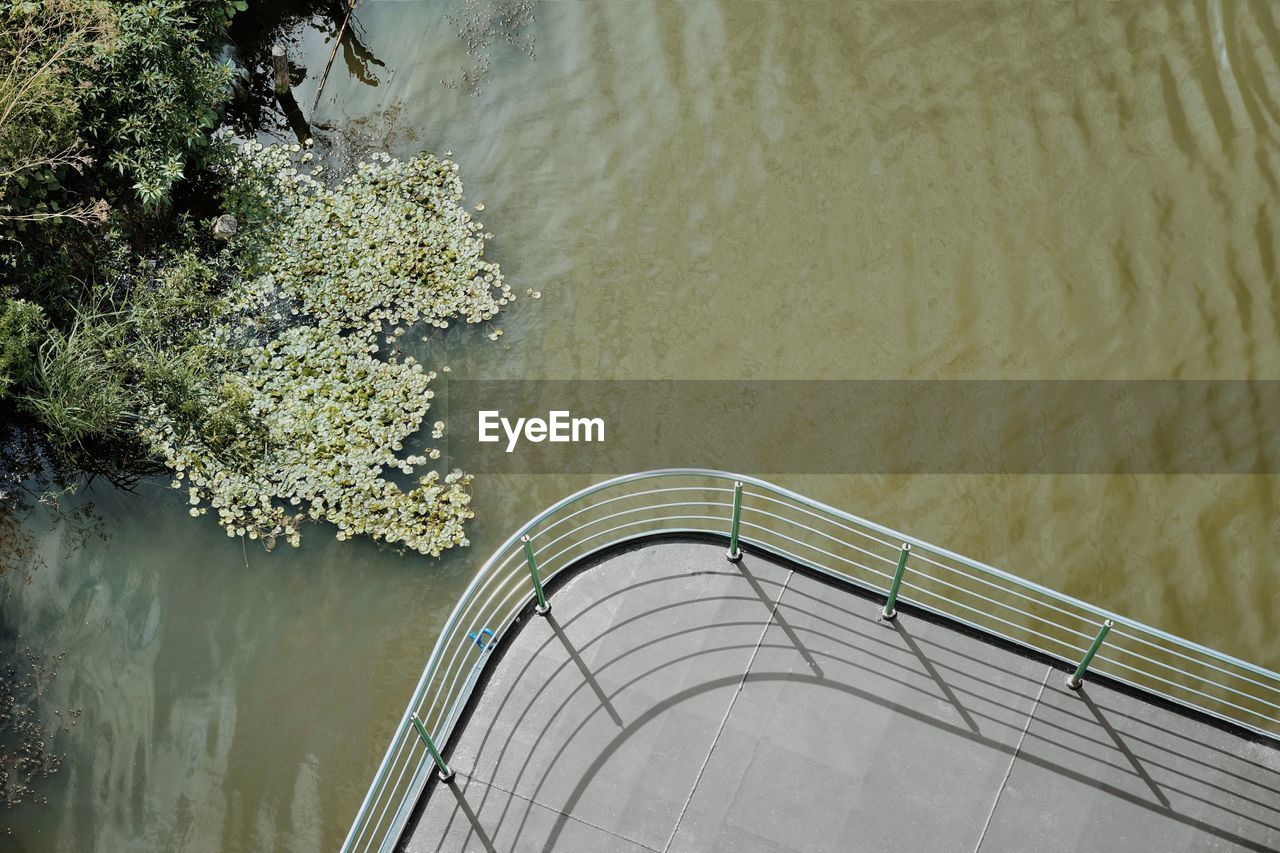 High angle view of balcony over lake