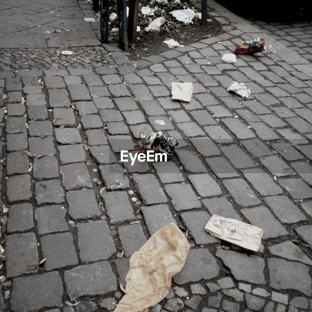 High angle view of messy street