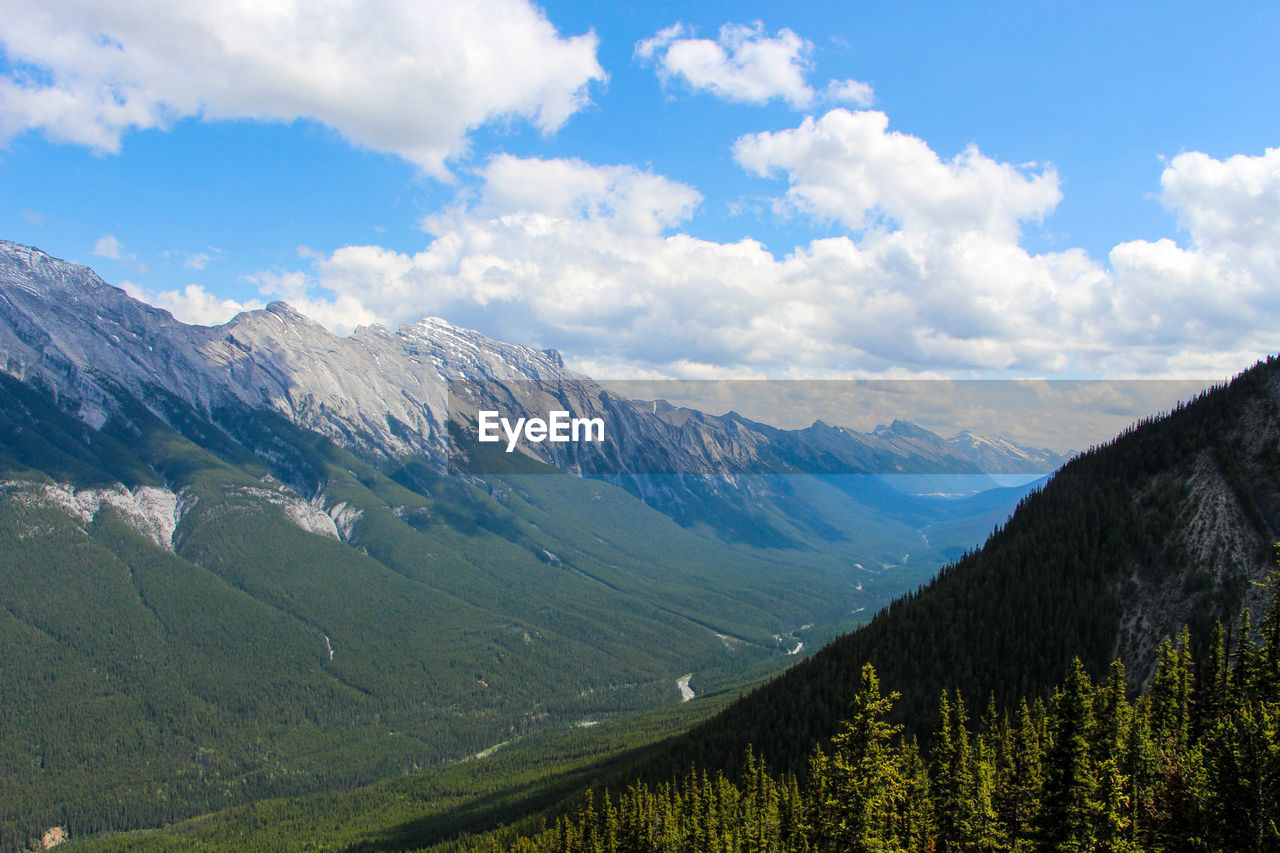 Scenic view of mountains against sky in sulfur mountain 