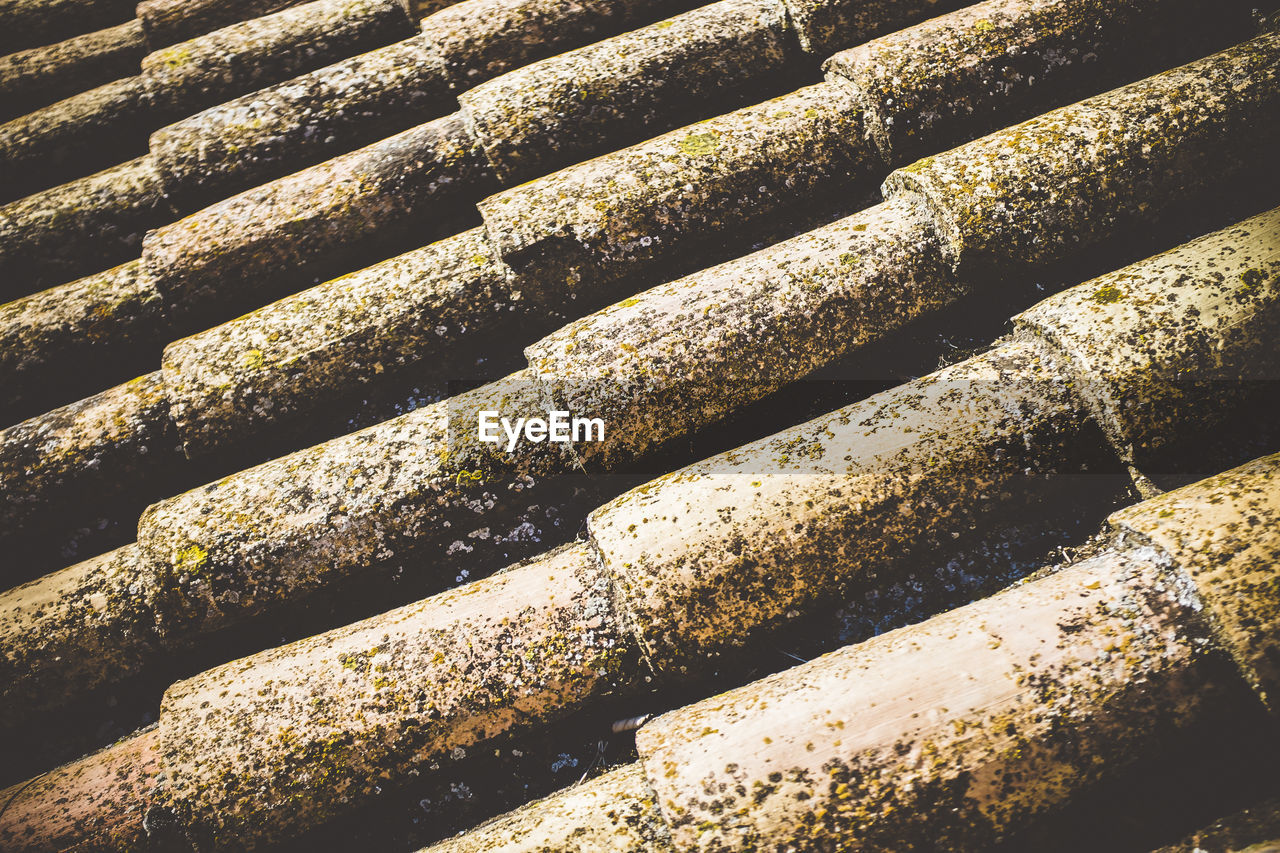 Full frame shot of old roof tiles