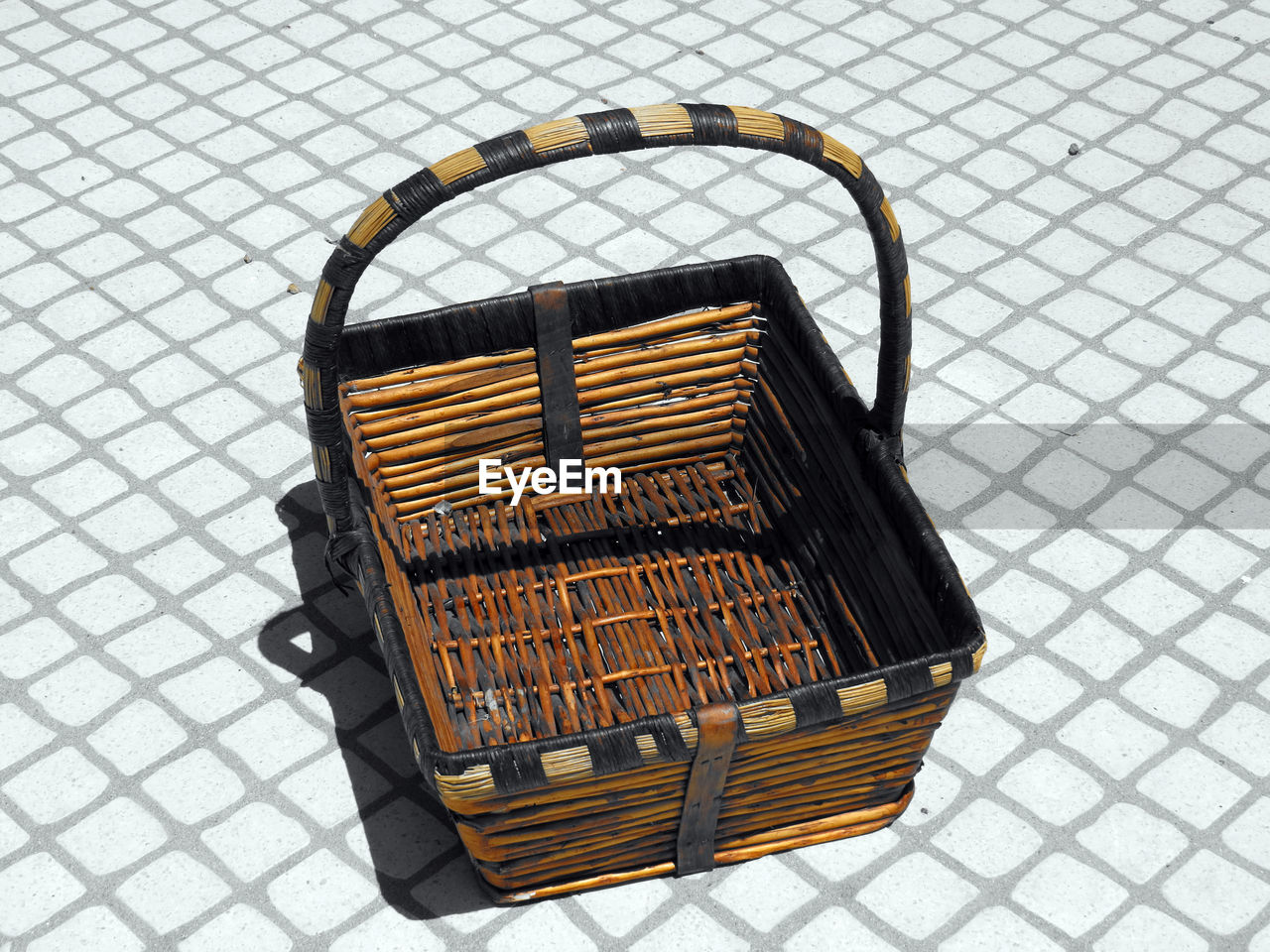 no people, iron, high angle view, basket, container, food, metal