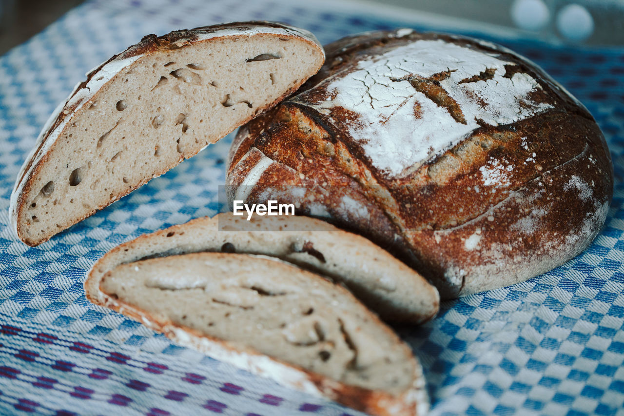 High angle view of bread on table