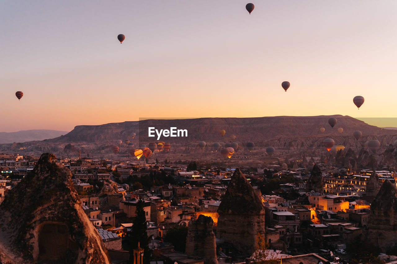 Dozens of hot air balloons are launching early morning in cappadocia