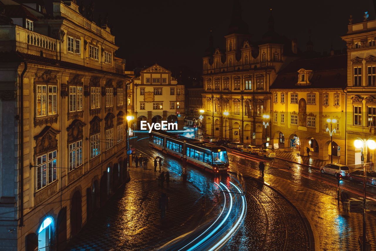 View of illuminated prague city at night