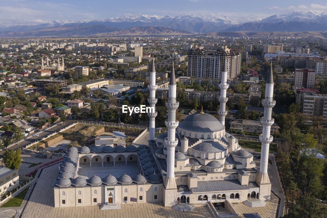 High angle view of buildings in city