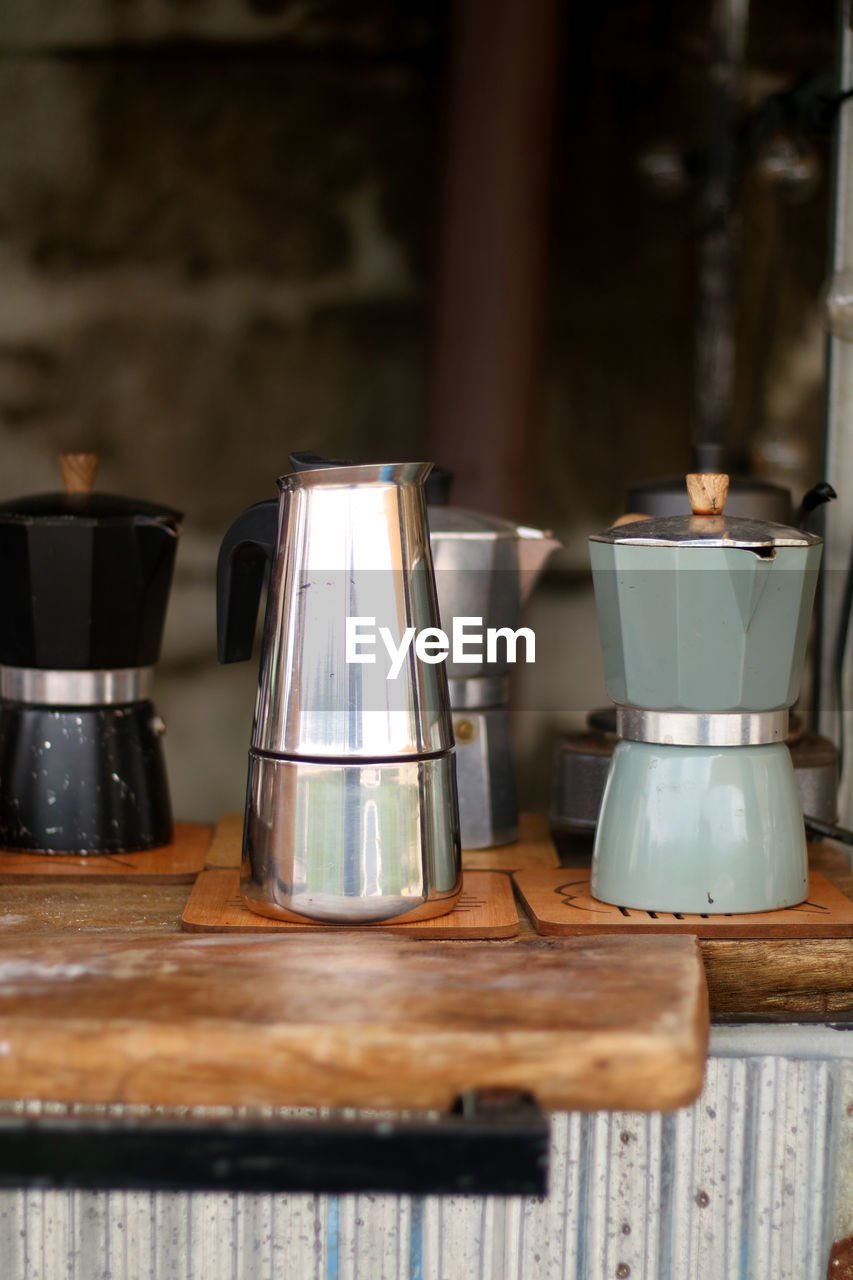 Ice matcha on the wood table