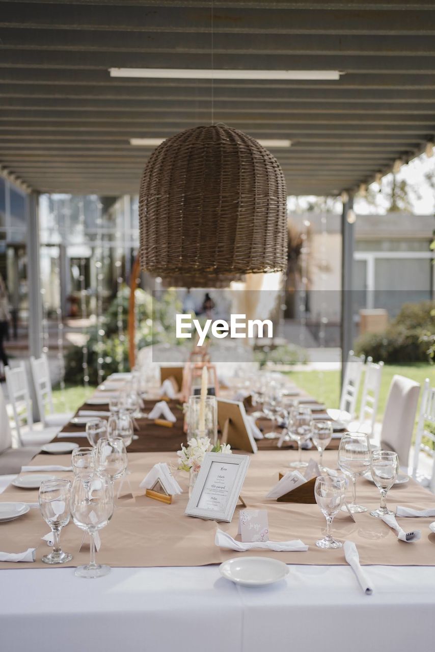 Tables and chairs at restaurant