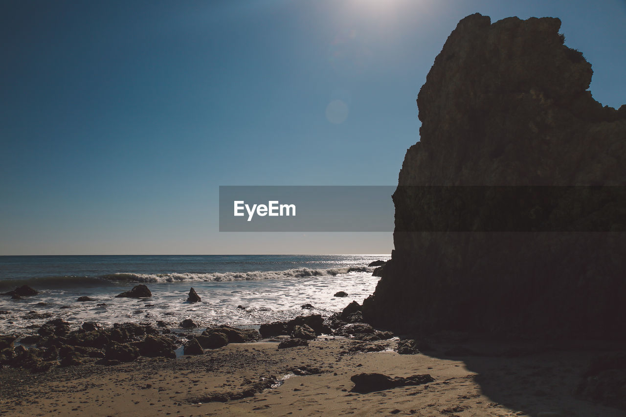 Scenic view of sea against clear sky