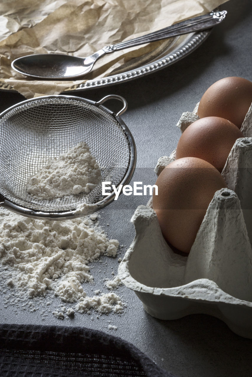 High angle view of ingredients on table