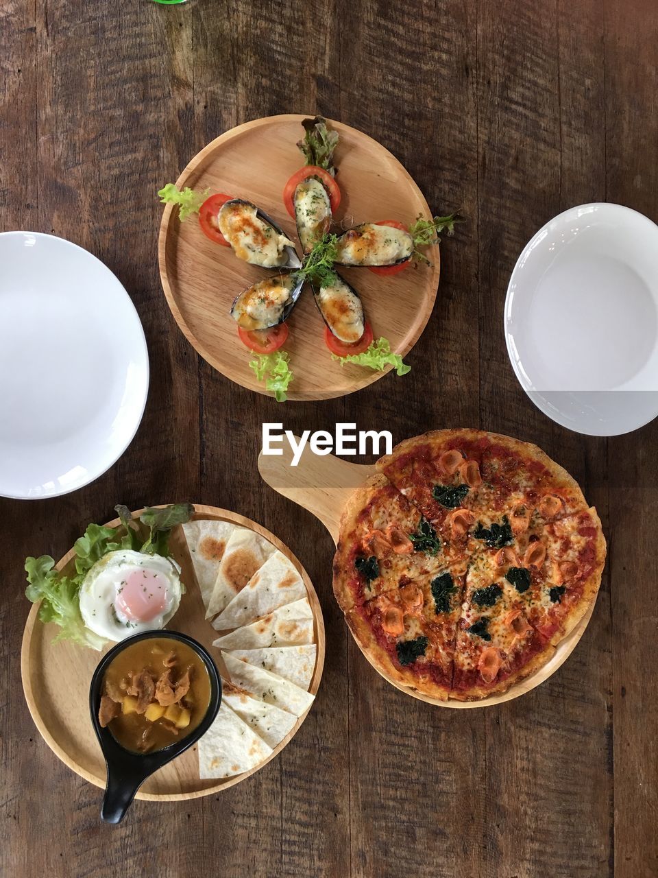 High angle view of food on table