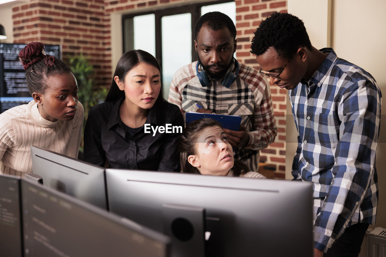 business colleagues working on table