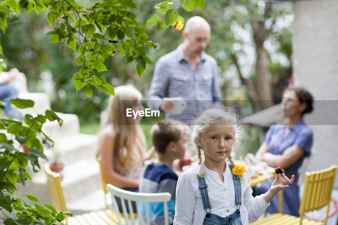 Family in back yard