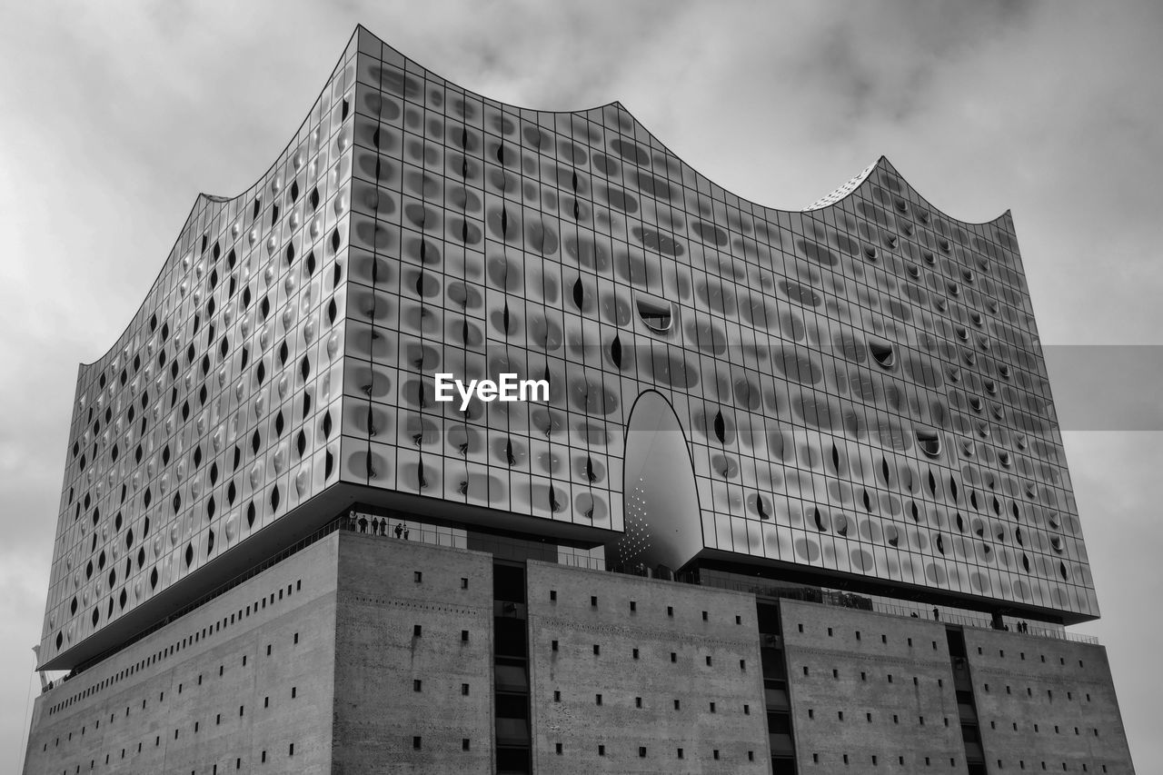 Low angle view of modern building against sky