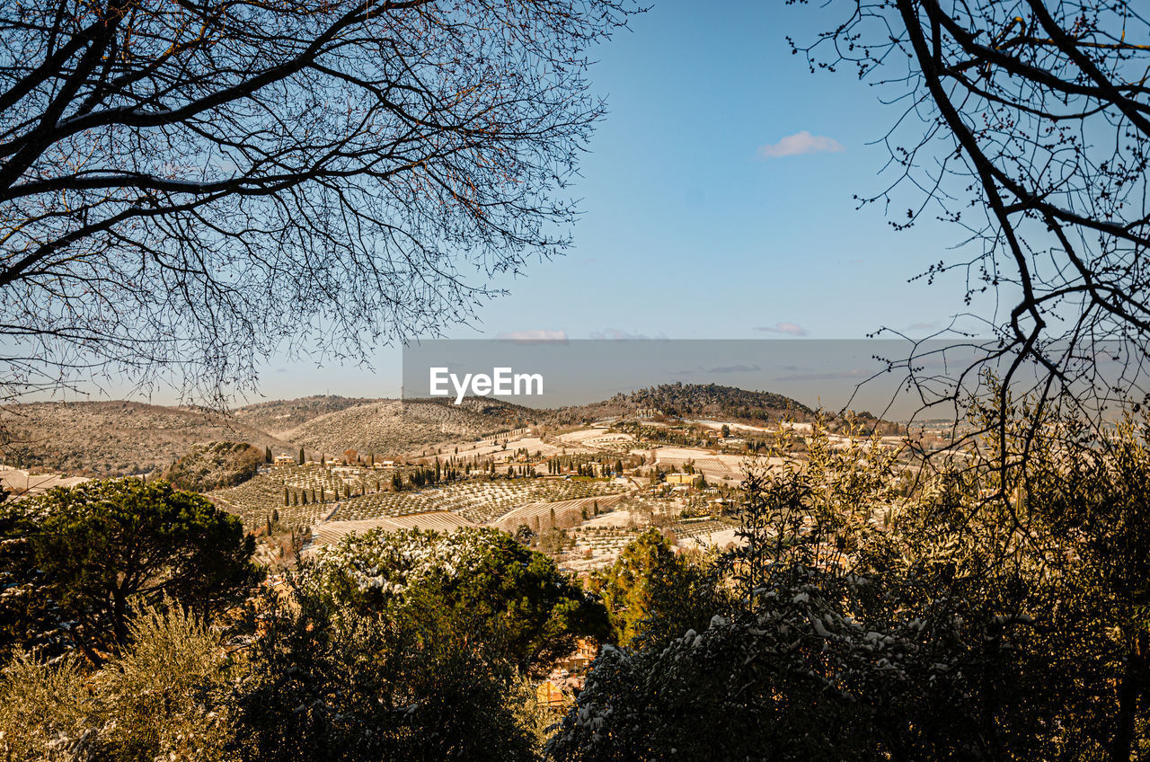 Panorama from san gimignano with snow