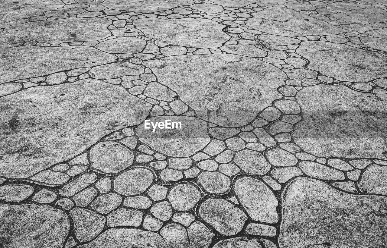 HIGH ANGLE VIEW OF CRACKED LAND