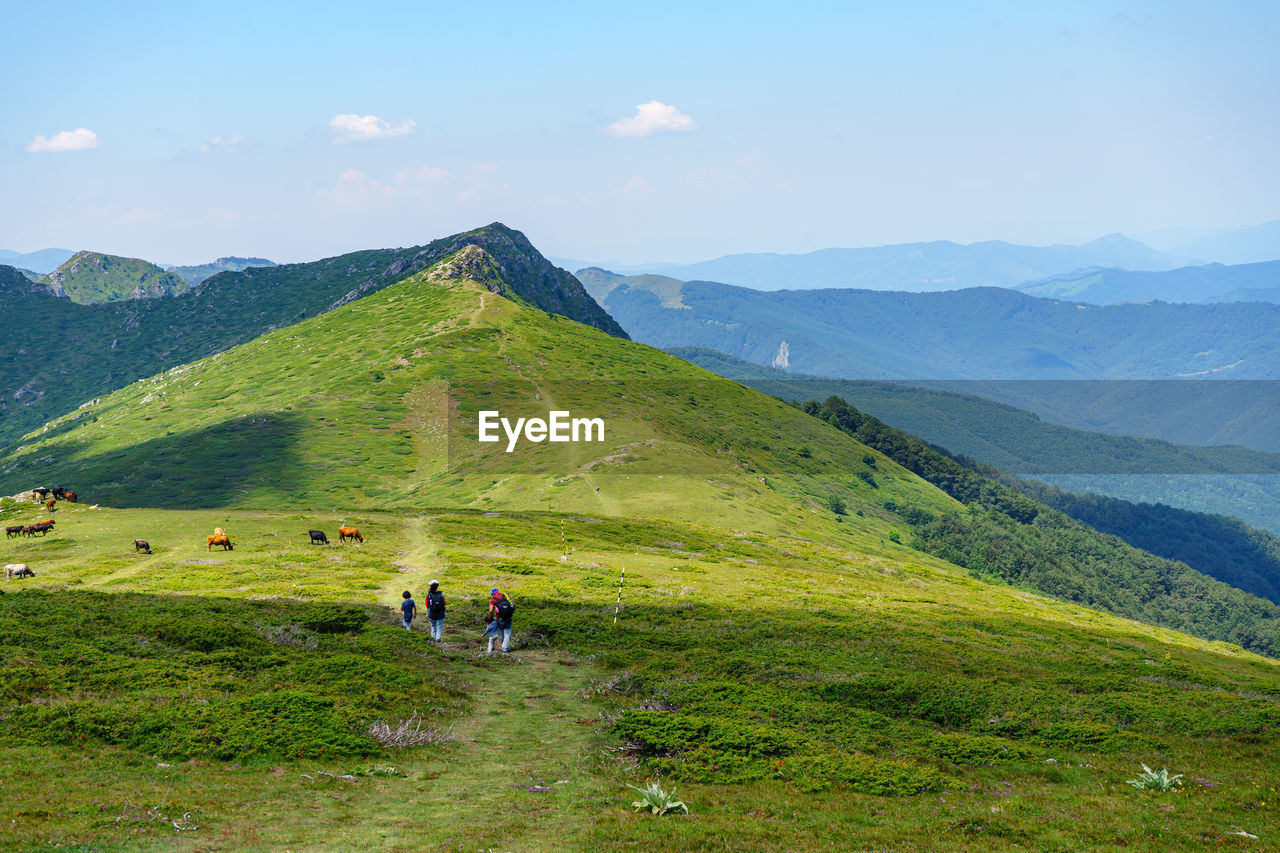 Scenic view of mountains against sky while hiking in stara planina, bulgaria.