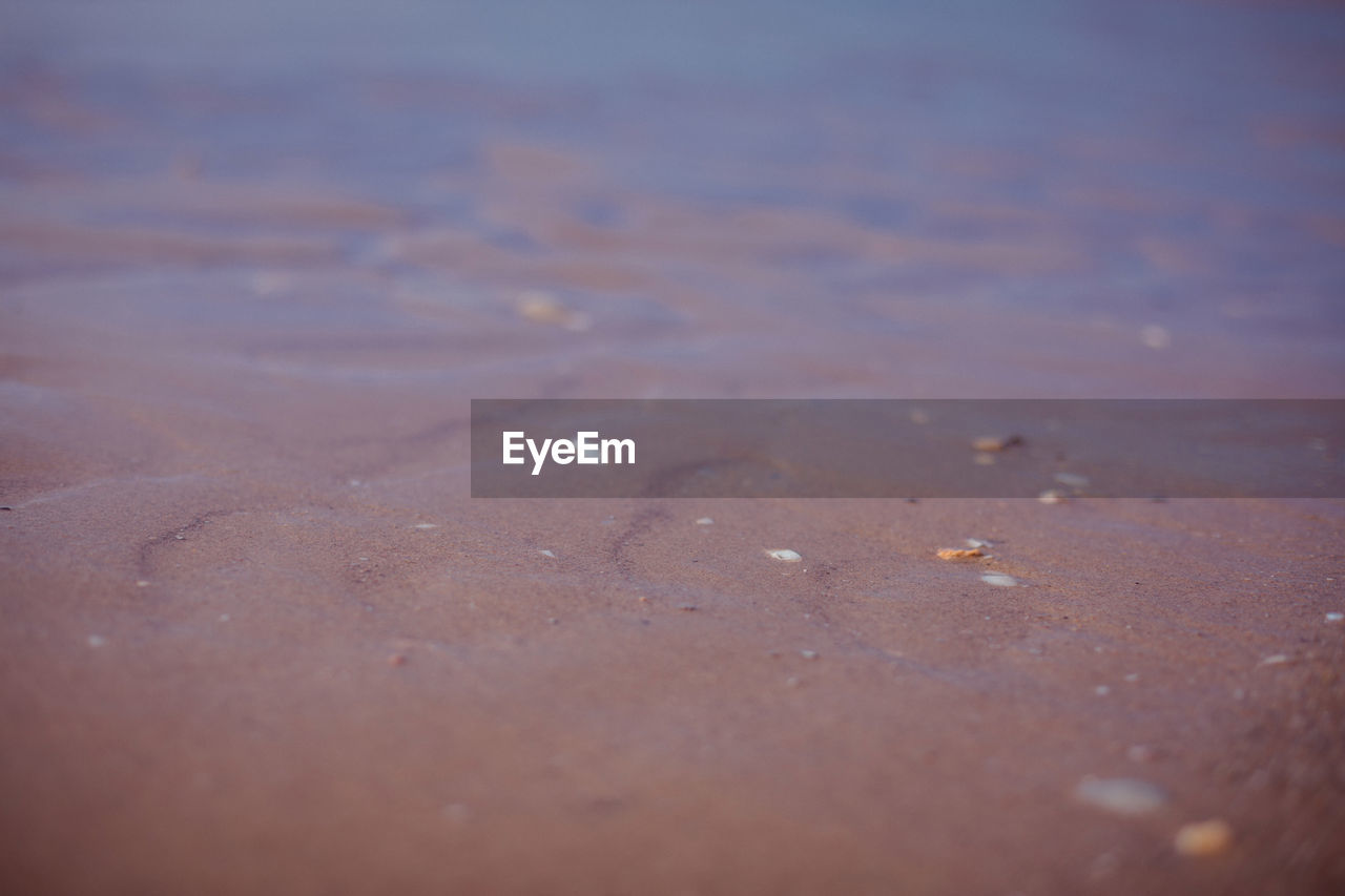 CLOSE-UP OF WET SAND ON BEACH