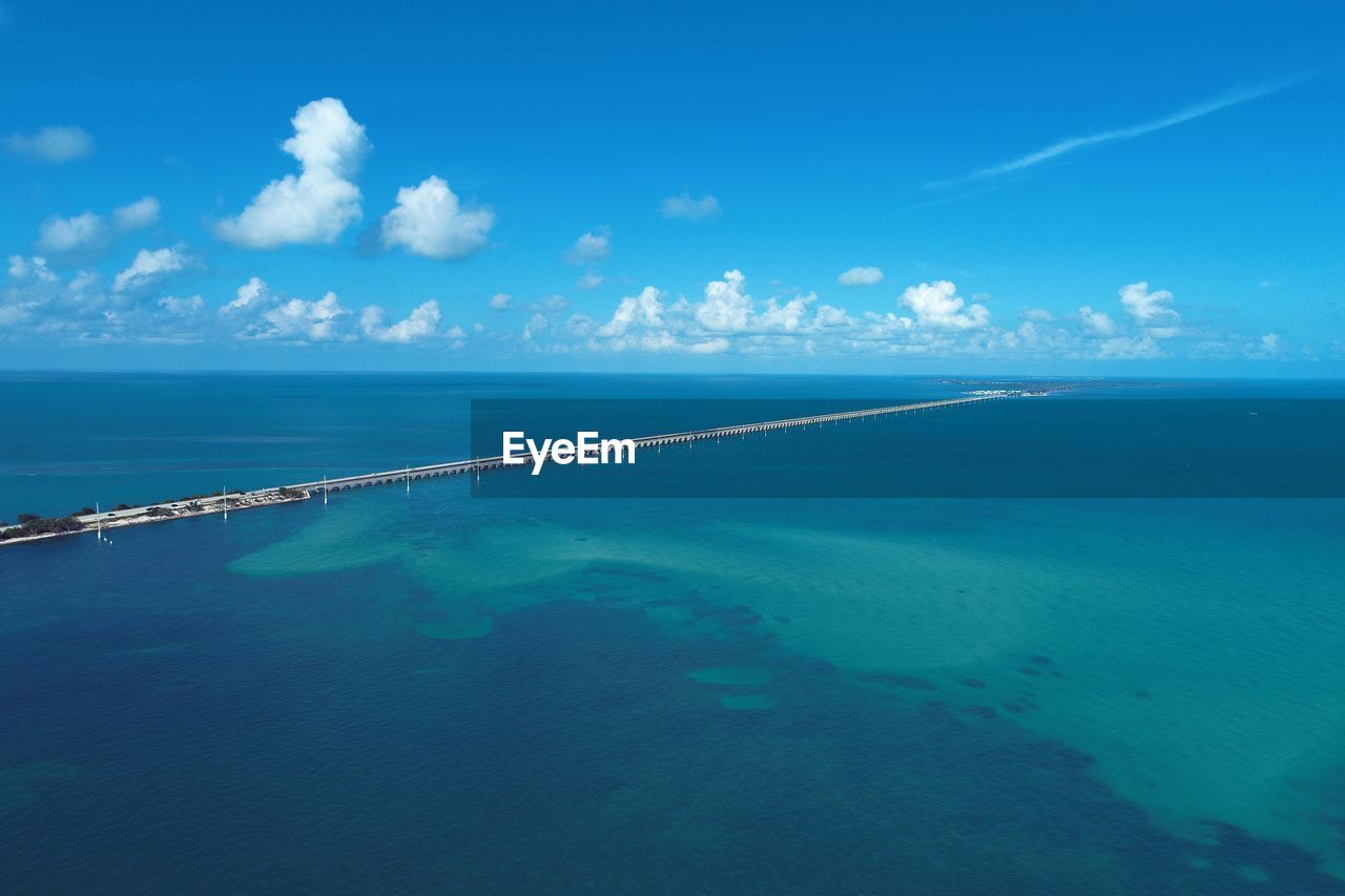 Scenic view of sea against blue sky