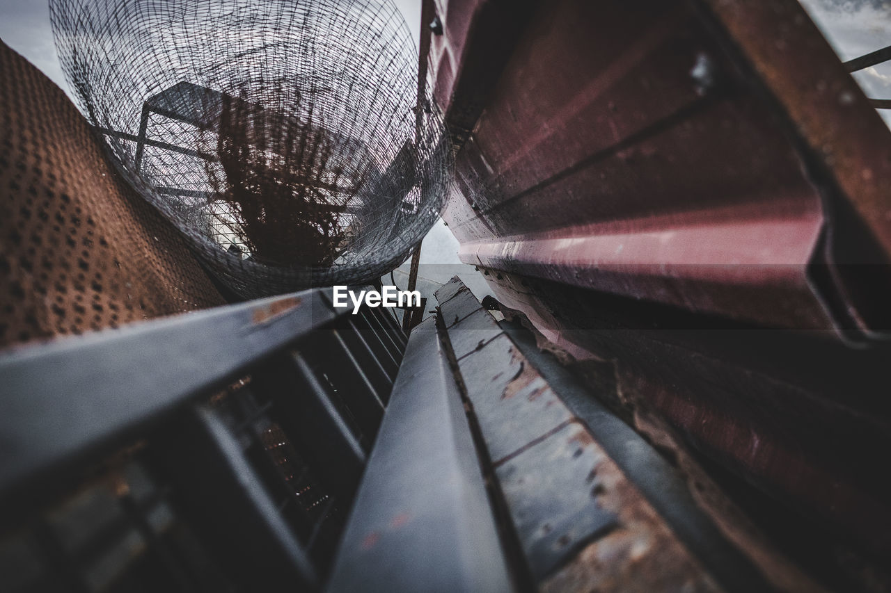 High angle view of rusted metal