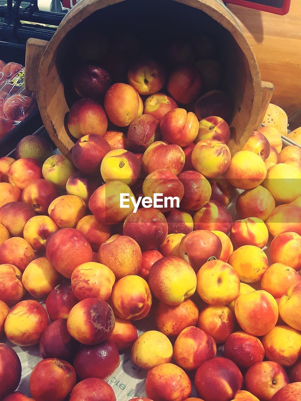 High angle view of apples in market