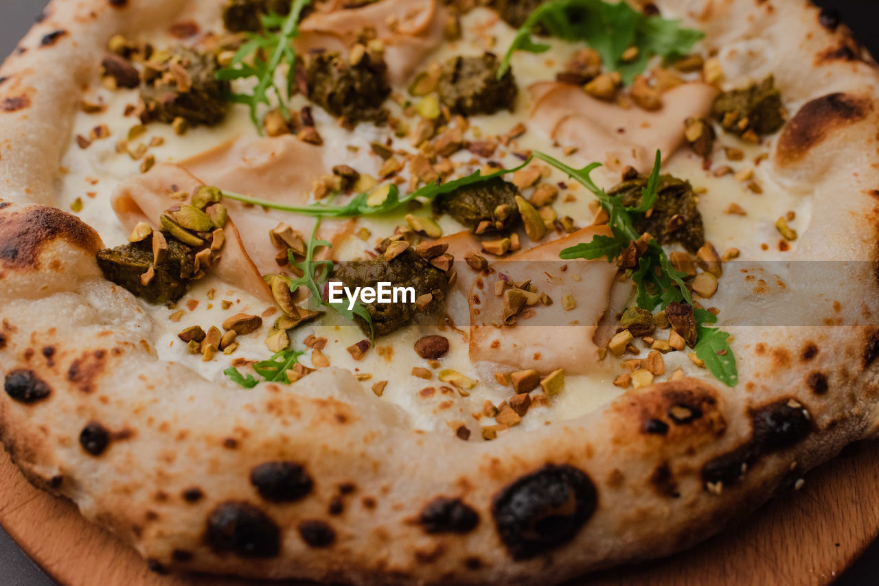 close-up of pizza on table