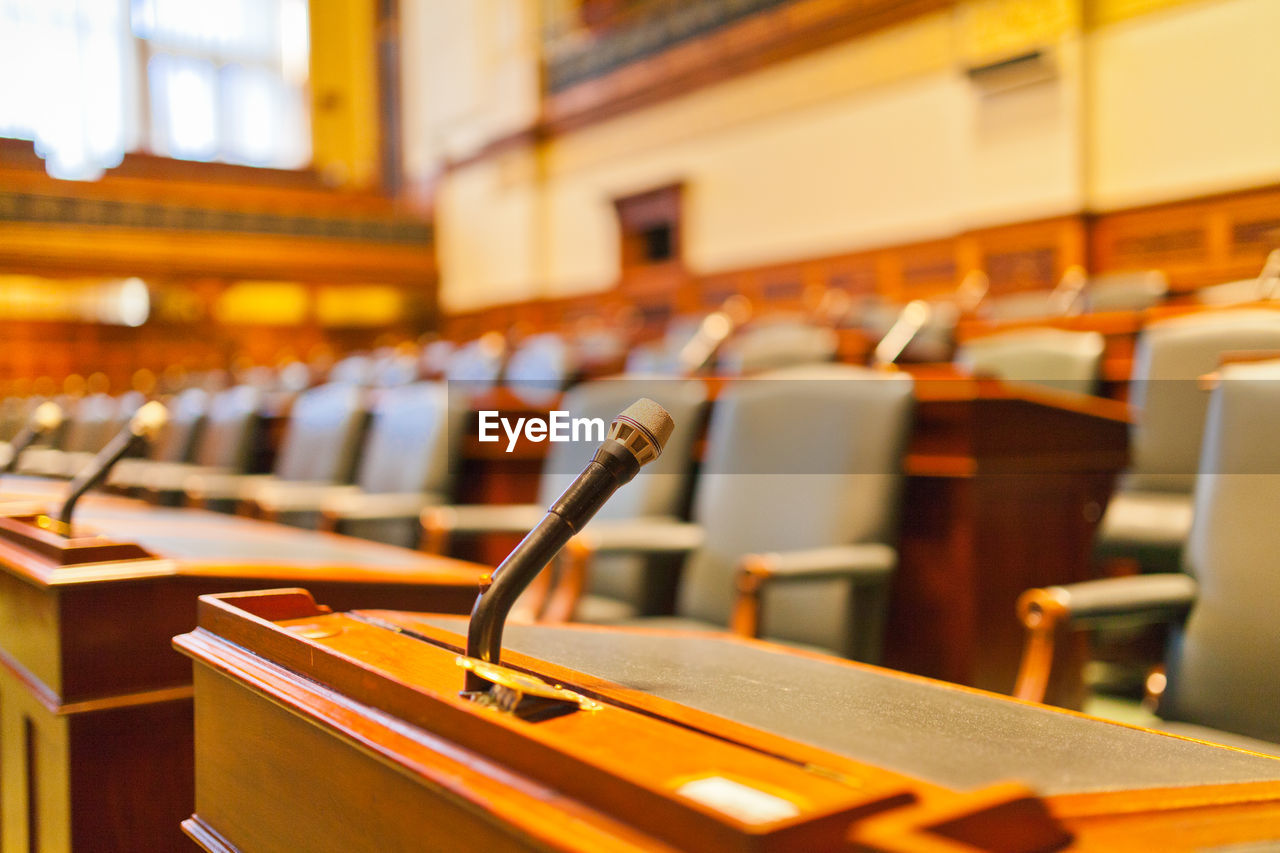 Microphone in courtroom