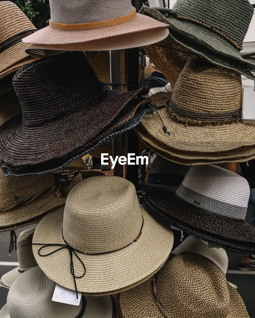 Variety of summer hats on display